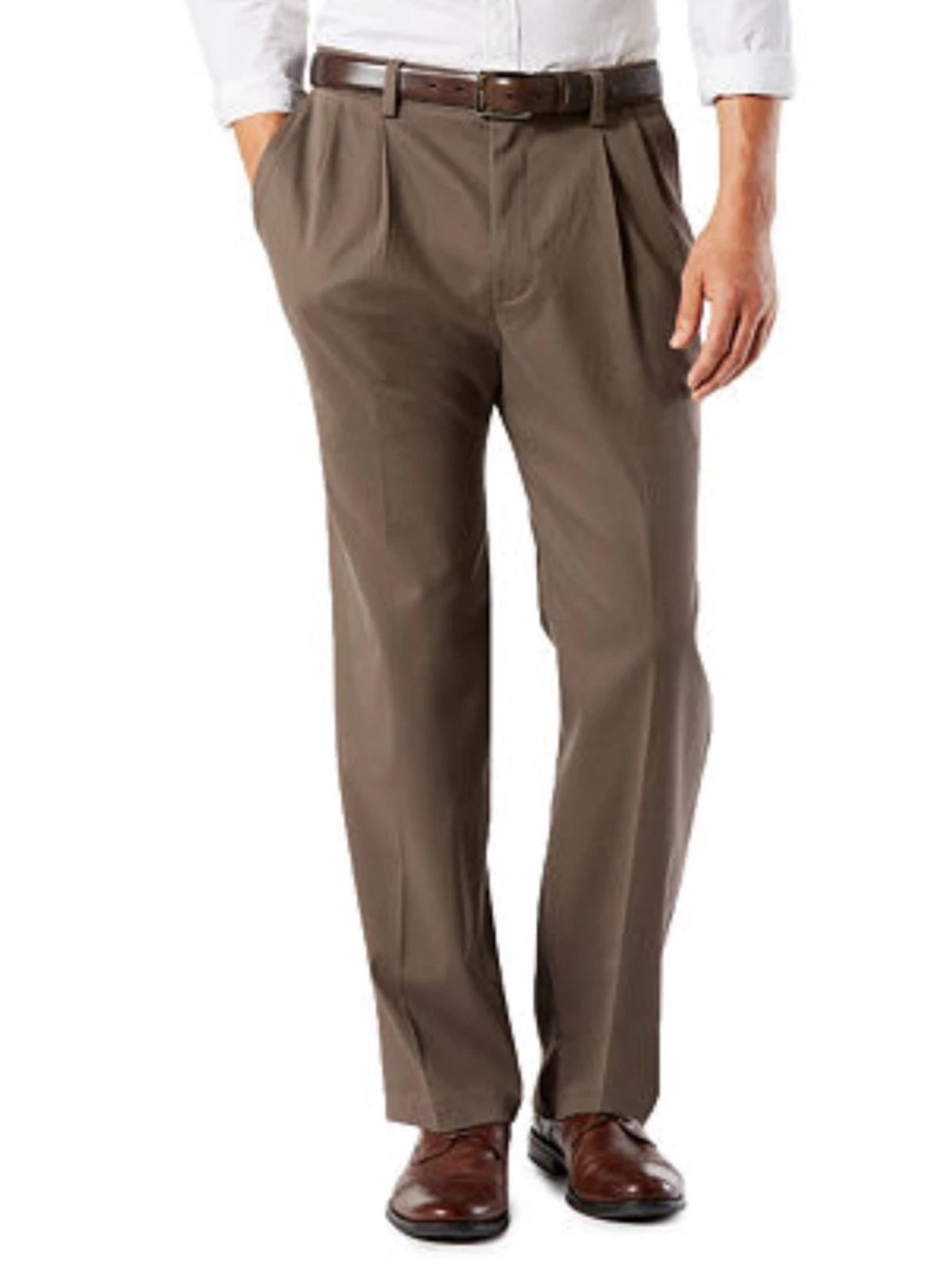Dockers Men's Easy Khaki Classic Fit Pleated Pants Dark Pebble Brown 54x30 NWT